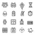 Time and Clock icons set. Thin line style stock vector Royalty Free Stock Photo