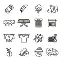 Laundry, Housework icons set. Thin line style stock vector. Royalty Free Stock Photo