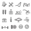 Car auto service icons set of mechanic maintenance engine repair and garage. Royalty Free Stock Photo