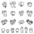 Work gloves, Sport gloves, Baking glove, glove and winter Icons set with white background.