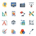 Art, drawing and web and graphic design flat icons set1.