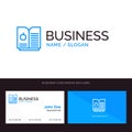 Book Apple, Science Blue Business logo and Business Card Template. Front and Back Design