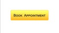 Book appointment web interface button orange color, meeting date, calendar
