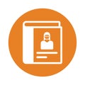 Book authorship icon. Rounded orange color design Royalty Free Stock Photo