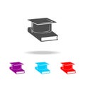 Book and bachelor hat icon. Elements of education in multi colored icons. Premium quality graphic design icon. Simple