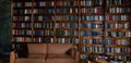 Book background. Selective focus. Blurred texture of old books. Bookshelves in the library Royalty Free Stock Photo