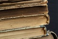 Book background. Stack of books in the library. Old yellow pages of paper books. Learning and knowledge Royalty Free Stock Photo