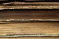 Book background. Stack of books in the library. Old yellow pages of paper books. Learning and knowledge Royalty Free Stock Photo