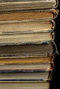 Book background. Stack of books in the library. Old yellow pages of paper books. Learning and knowledge Royalty Free Stock Photo