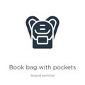 Book bag with pockets icon vector. Trendy flat book bag with pockets icon from airport terminal collection isolated on white