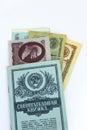 Book of bank of the USSR and the Soviet roubles Royalty Free Stock Photo