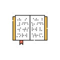 Book blind braille color line icon. Disability. Isolated vector element.
