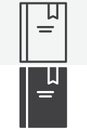 Book with bookmark line and solid vector icon set Royalty Free Stock Photo