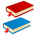 Book with bookmark. Red and blue