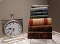 book, books, education, literature, library, clock