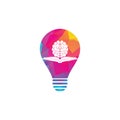 Book brain bulb shape concept logo design.