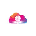 Book brain cloud shape concept logo design.