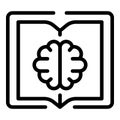 Book brain icon, outline style