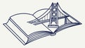 Book with bridge illustration, symbolizing connection and knowledge, vector design Generative AI Royalty Free Stock Photo