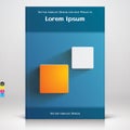 Book or brochure blue cover design with square elements