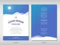 Book, brochure, flyer or report cover template design in moonlight and mountain theme A4 size