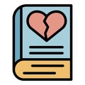 Book and broken heart icon color outline vector Royalty Free Stock Photo