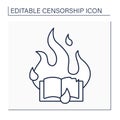Book burning line icon