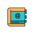 Book, Business, Contact, Contacts, Internet, Phone, Telephone Flat Color Icon. Vector icon banner Template