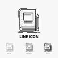 Book, business, education, notebook, school Icon in Thin, Regular and Bold Line Style. Vector illustration