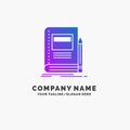 Book, business, education, notebook, school Purple Business Logo Template. Place for Tagline