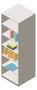 Book cabinet isometric icon. House storage furniture