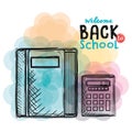 Book and calculator back to school drawings