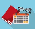 Book calendar glasses and Worktime design Royalty Free Stock Photo