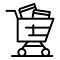 Book cart icon outline vector. Library shop