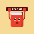 Book Character Cute Illustration Read Me Icon, and illustration Vector