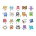 book character education library icons set vector Royalty Free Stock Photo