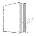 Book Character Inviting to Enter His World, Vector Cartoon Stick Figure Illustration