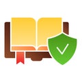 Book with checkmark flat icon. Trusted publisher color icons in trendy flat style. Approved documentation gradient style