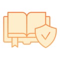 Book with checkmark flat icon. Trusted publisher orange icons in trendy flat style. Approved documentation gradient