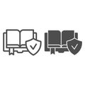 Book with checkmark line and glyph icon. Approved documentation vector illustration isolated on white. Trusted publisher