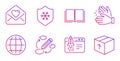Book, Clapping hands and Love letter icons set. Globe, Start business and Keywords signs. Vector
