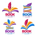 Book club, library or shop, vector cartoon logo