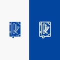 Book, Codex, Constitution, Declaration, Edict Line and Glyph Solid icon Blue banner Line and Glyph Solid icon Blue banner Royalty Free Stock Photo