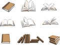 Images of books from various angles, color