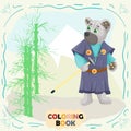 Book color flat illustration for small children in the style of doodle Teddy bear in the national Japanese kimono samurai costume