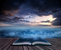 Book concept Fantasy skyscape sunset over surreal vortex formation Royalty Free Stock Photo