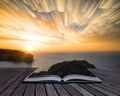 Book concept Unique abstract time lapse stack sunrise landscape