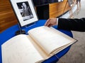 The book of condoleances for Helmut Kohl at European Parliament Royalty Free Stock Photo