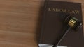 Court gavel on LABOR LAW book. Conceptual 3D rendering Royalty Free Stock Photo