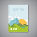Book cover design template with flat landscape